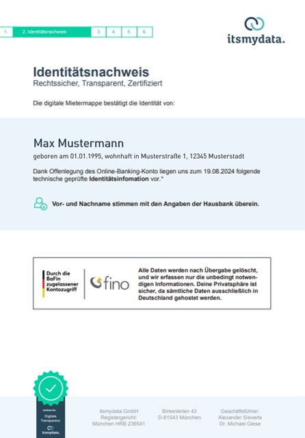Beispiel eines Identitätsnachweises in der MieterMappe