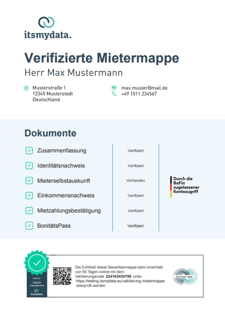 Beispiel einer Zusammenfassung in der MieterMappe