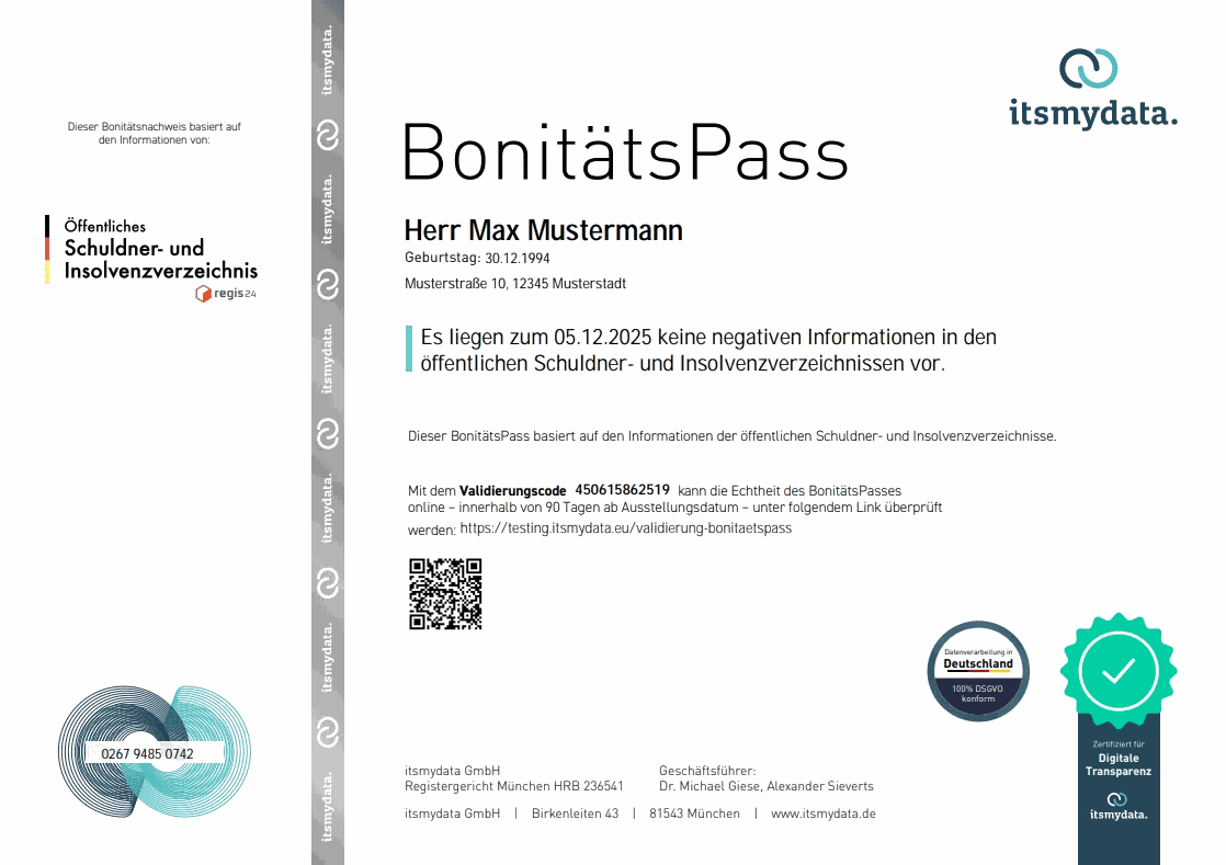 SCHUFA-Auskunft für Vermieter: BonitätsPass von itsmydata als Alternative